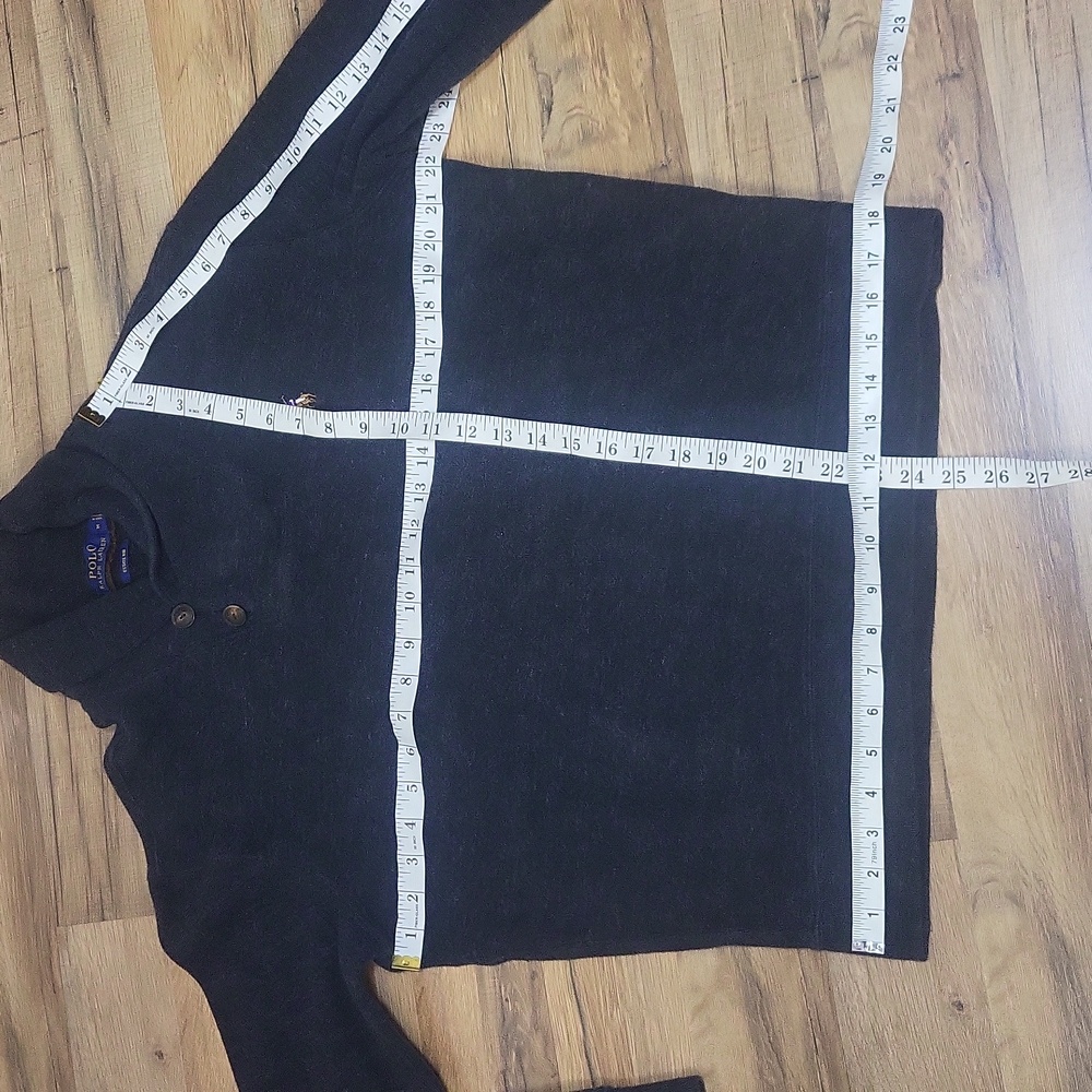 POLO RALPH LAUREN Gray Cotton Estate Rib Double Button Pullover- Youth/Short Man - Picture 11 of 12